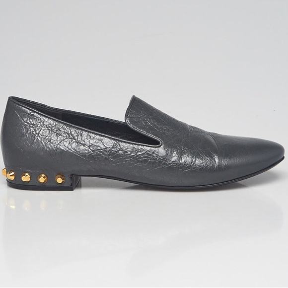 BALENCIAGA
Gris Fossile Leather Studded Loafers - Picture 4 of 11